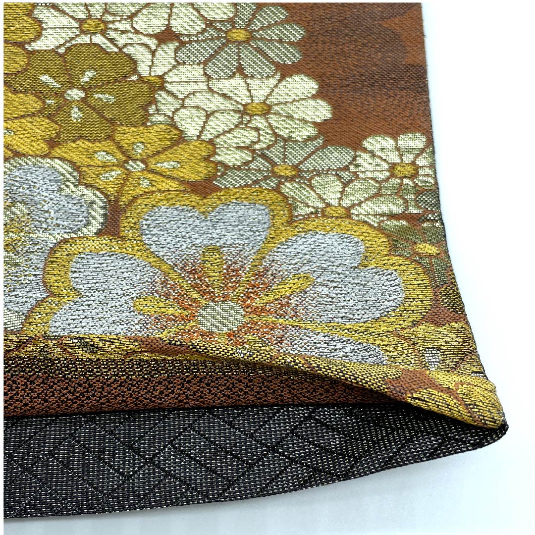 袋帯 雀色(すずめいろ) 小花 帯丈427cm 正絹 Sランク 六通 フォーマル 茶系 1123008382314