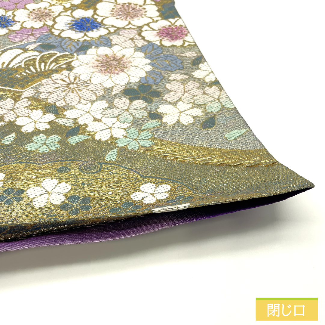 袋帯 正絹 Sランク リバーシブル 西陣織 桜 縞 帯丈464cm 六通 フォーマル グラデーション系 1123017262499