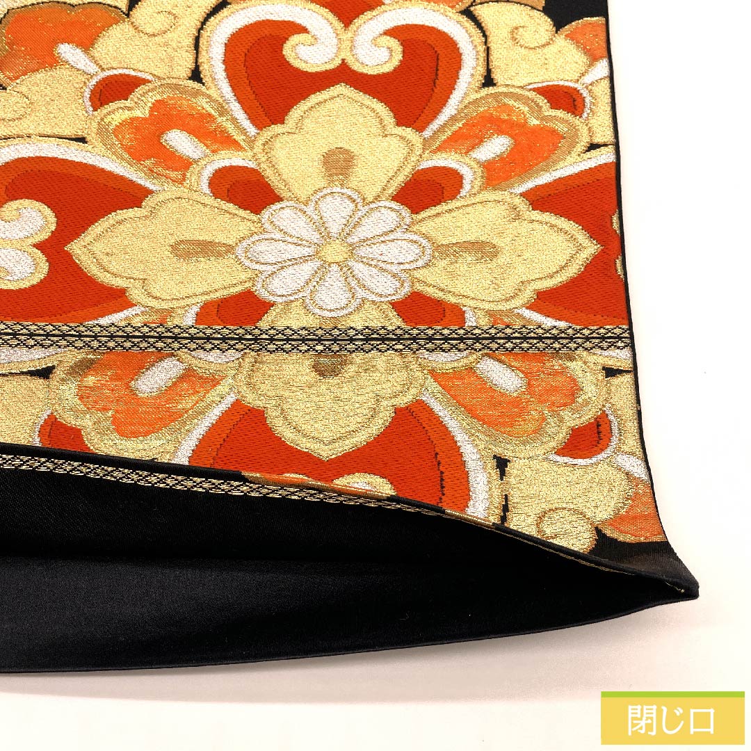 袋帯 黒色 華文 鳳凰 帯丈414cm 正絹 Sランク 六通 フォーマル 黒系 1123010022310