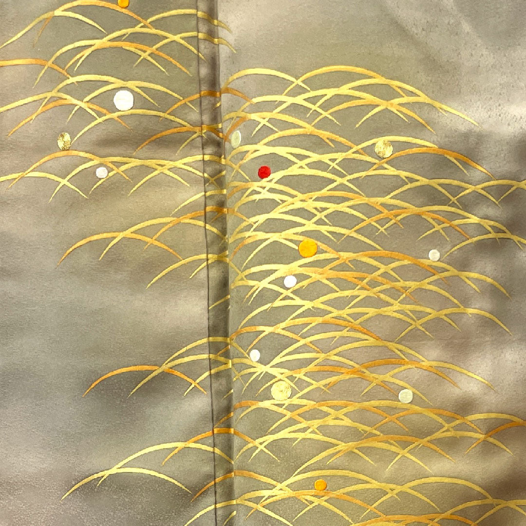 訪問着 袷 身丈163.5cm 裄丈66cm 人間国宝 福田喜重 露芝模様 刺繍 正絹 Sランク グラデ 1112002152499