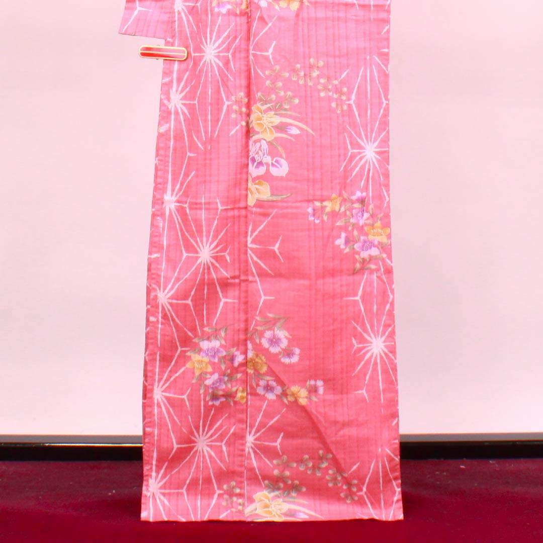 Yukata, Choshun-iro, Iris, Pink, Asanoha, Cotton, S-Rank, Single Layer, Length 167cm, Sleeve Length 66cm, Pink, 1118004202513