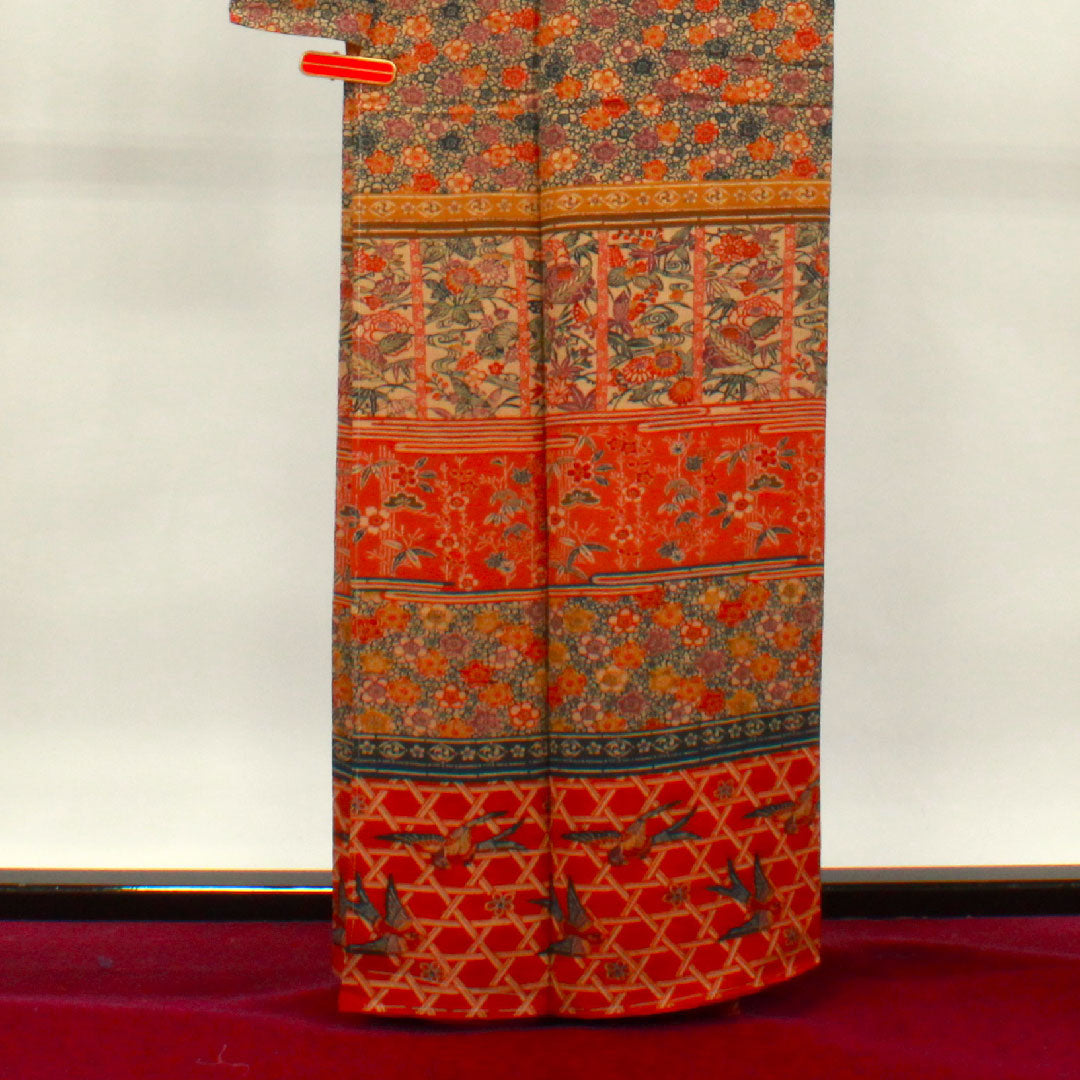 Homongi, pure silk, lined, length 159.5cm, sleeve length 66cm, stencil dyeing, with basting thread, auspicious pattern, A rank, gradation style, 1112003203399