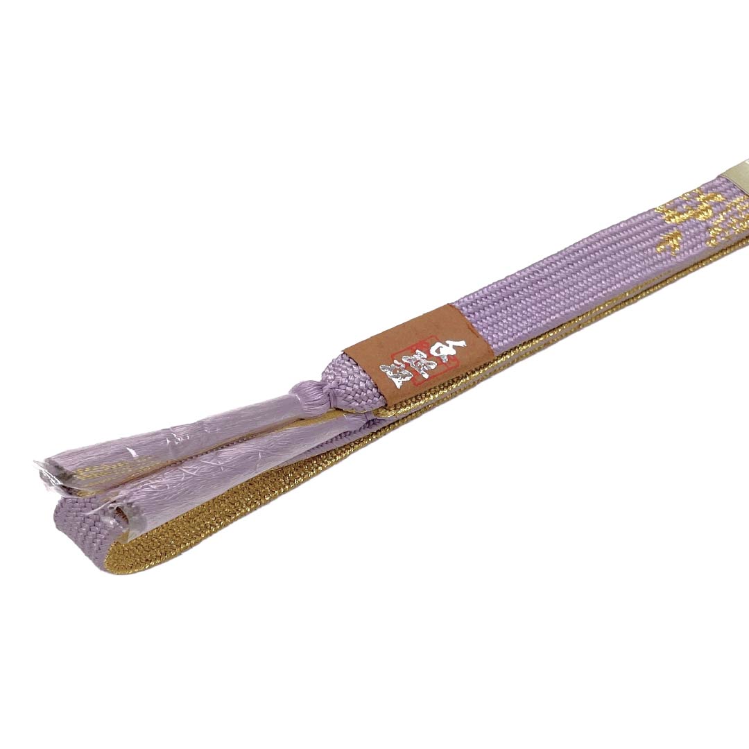 (新古品) 帯締め・帯揚げセット 正絹 NEWランク 浅青朽葉色(うすあおくちばいろ) 梅 古典柄 長さ約165cm 幅約1.6cm セミフォーマル 紫系 1141000611320