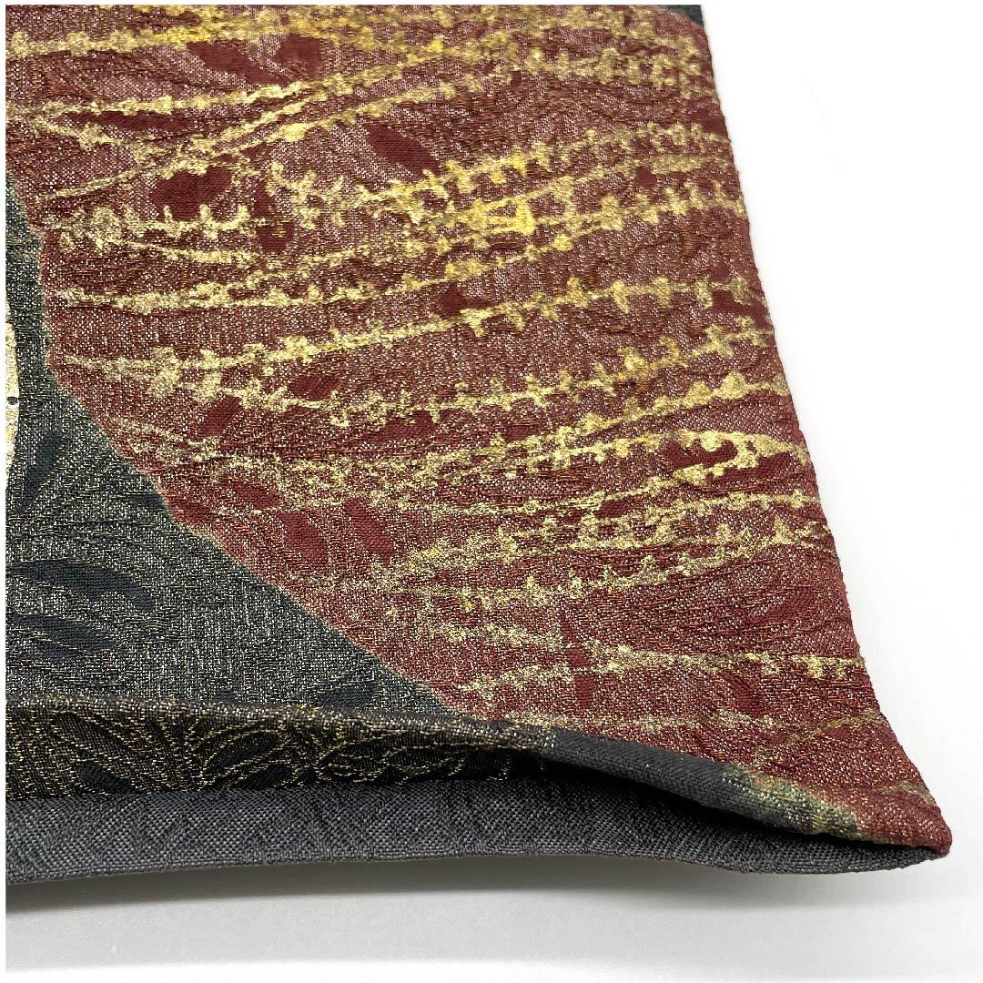 Fukuro obi (bag sash) in ink color, geometric pattern, treasure-filled, obi length 446cm, pure silk, A rank, six-pass, semi-formal, gradation style, 1123008673399