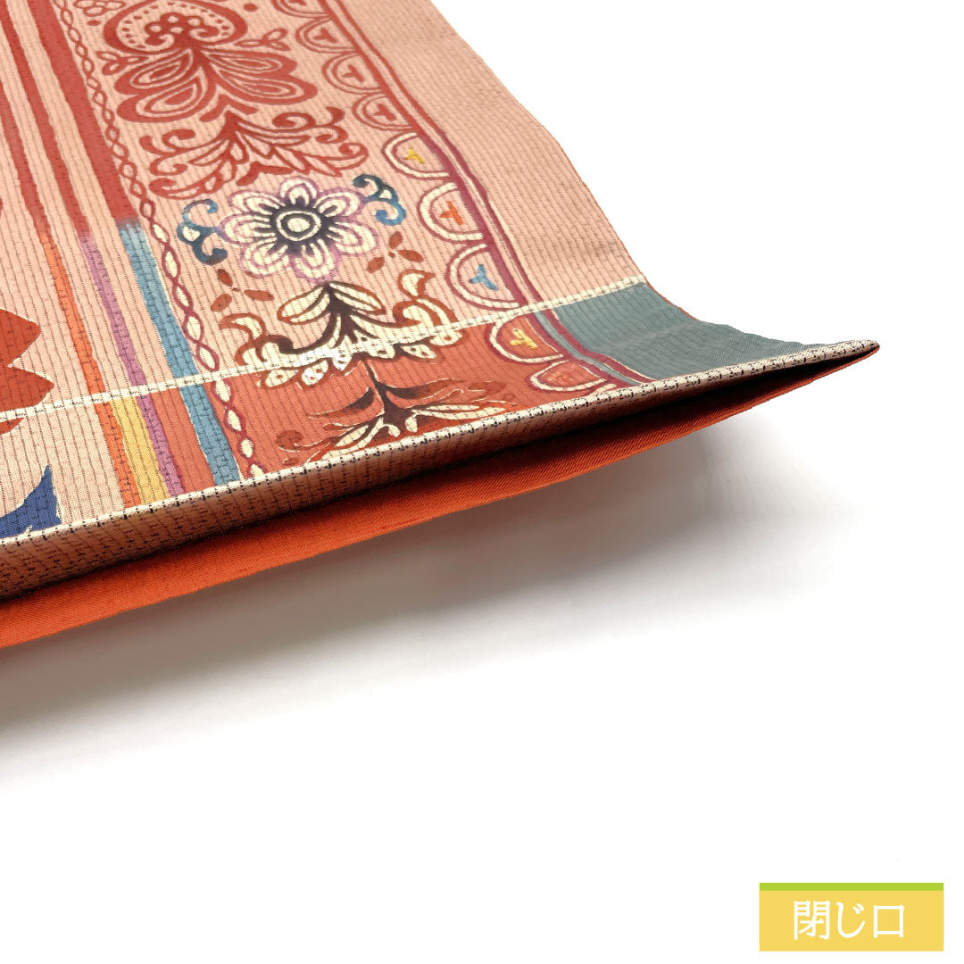 袋帯 正絹 Sランク 染め帯 大島紬地 作家物 更紗模様 帯丈424cm 全通 カジュアル グラデーション系 1123016382399