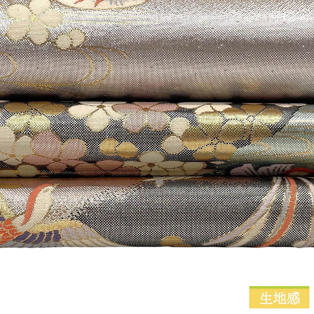 袋帯 正絹 Aランク 佐賀錦 鳥 花 帯丈442cm 六通 セミフォーマル マルチカラー 1123018553328