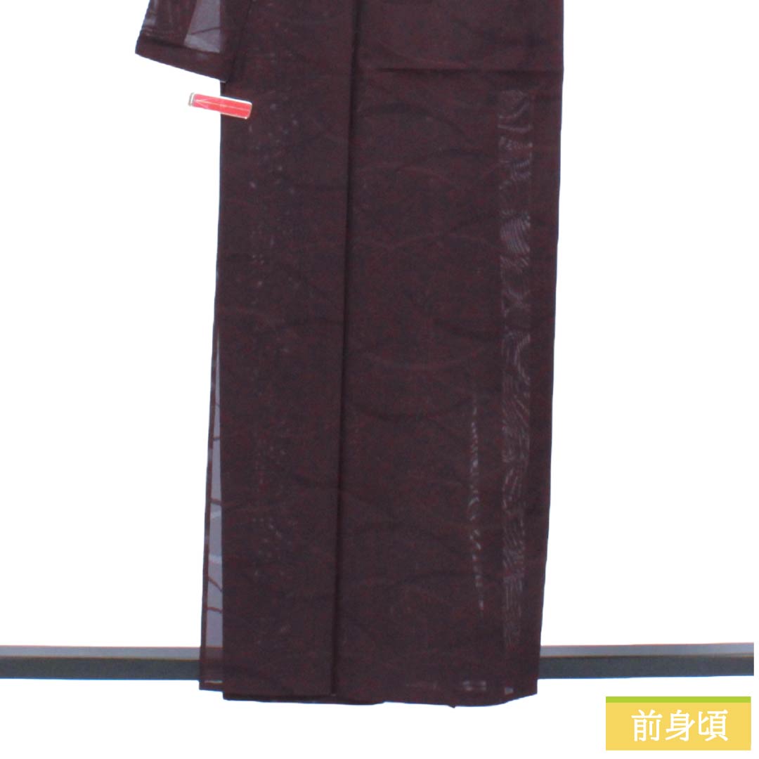 夏物 ポリエステル 色無地 Aランク 身丈158.5cm 裄丈65.5cm 紫烏色(しうしょく) 露芝 絽 紫系 1132004793320