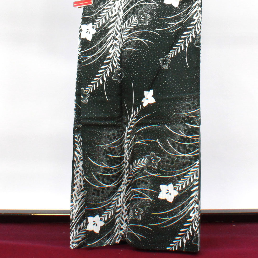 浴衣 桔梗 木綿 Sランク 単衣 身丈166cm 裄丈65.5cm 黒系 1118002682510