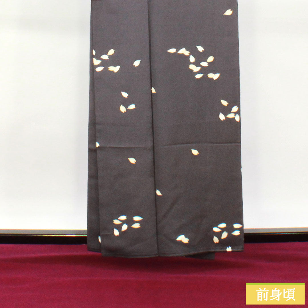 訪問着 正絹 袷 身丈159.5cm 裄丈68.5cm 深滅紫色 洛楽人工房 桜 Aランク 紫系 1112003793320