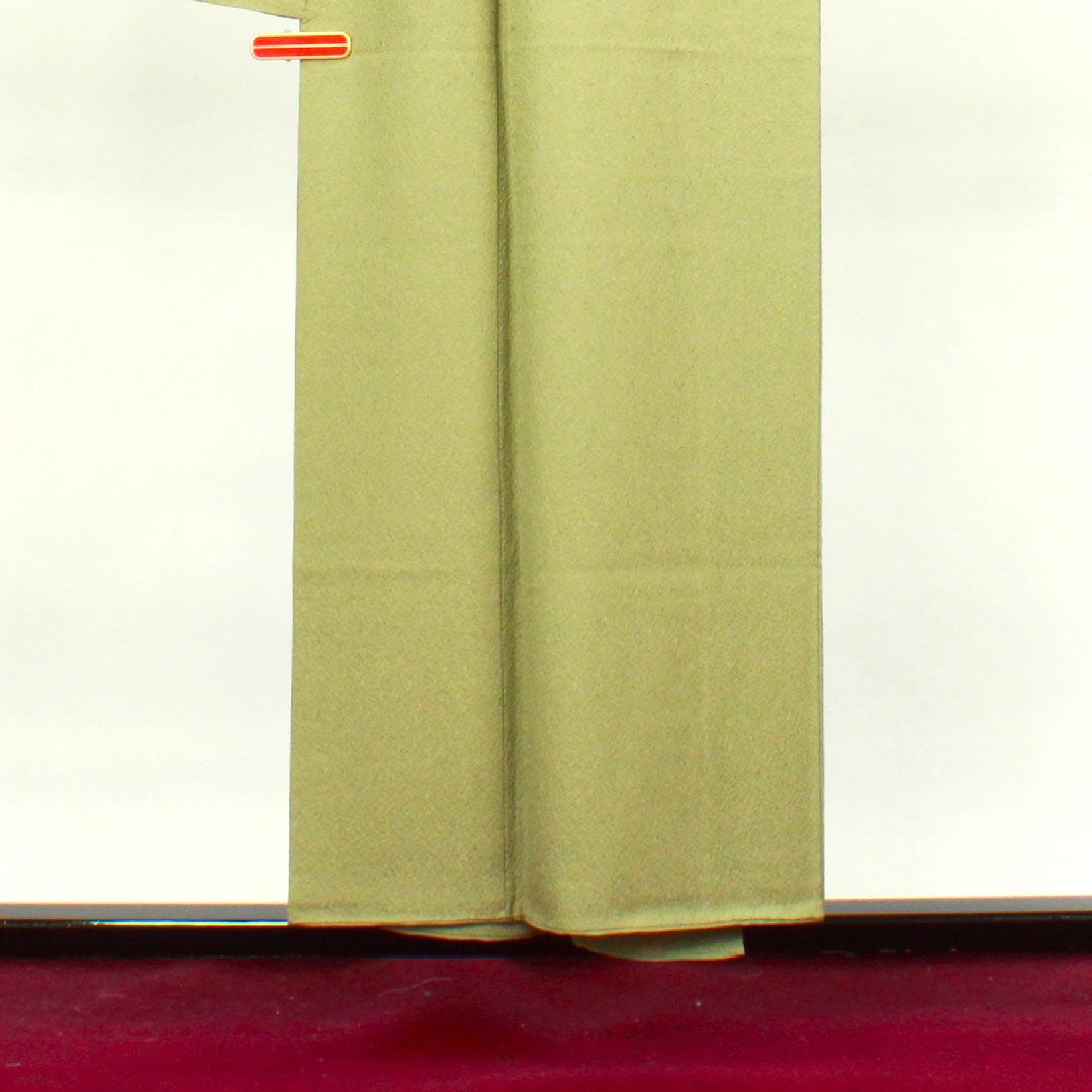 小紋 身丈153.5cm 裄丈62cm 袷 利休色 江戸小紋 作家物 鮫 正絹 Aランク 緑系 1115003443219