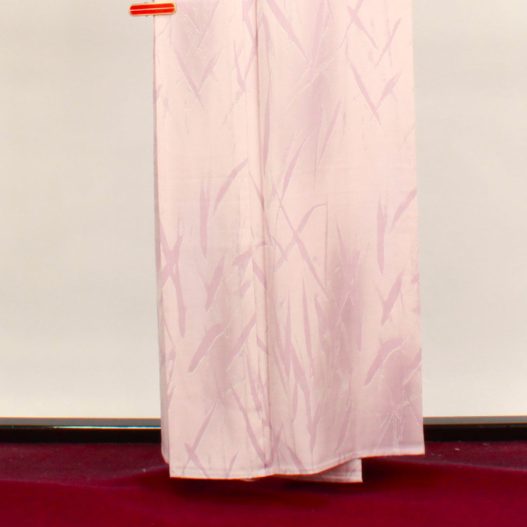 夏物 正絹 小紋 身丈159cm 裄丈62.5cm 桜色(さくらいろ) 抽象模様 しつけ糸付き 未使用品 絽 Aランク ピンク系 1132000533313