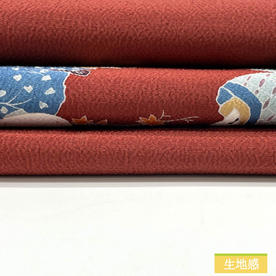 Nagoya obi, crimson silk (momiiro), crepe fabric, dyed obi, child, obi length 363cm, pure silk, S rank, point pattern, casual, vermilion, 1124007542316, Nagoya style