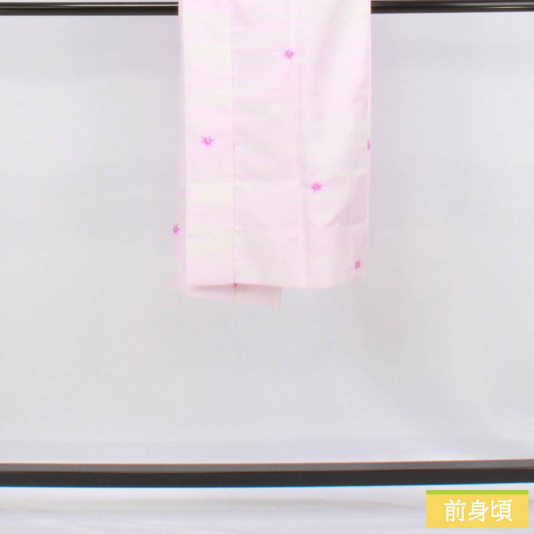 長襦袢 ポリエステル Aランク 身丈115cm 裄丈61cm 単衣 淡紅色(たんこうしょく) 抽象模様 半衿付き 身上げ有り 紫系 1129000783120