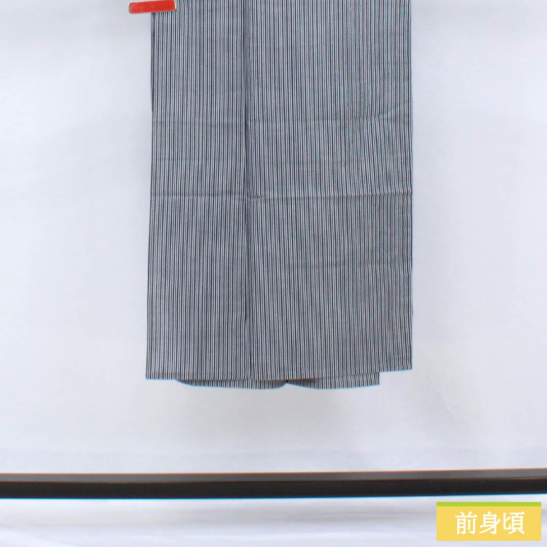 Men's Cotton Yukata, Length 137cm, Sleeve Length 67cm, Navy Blue, Striped, S Rank, Single Layer, Navy Blue, 1138000052318