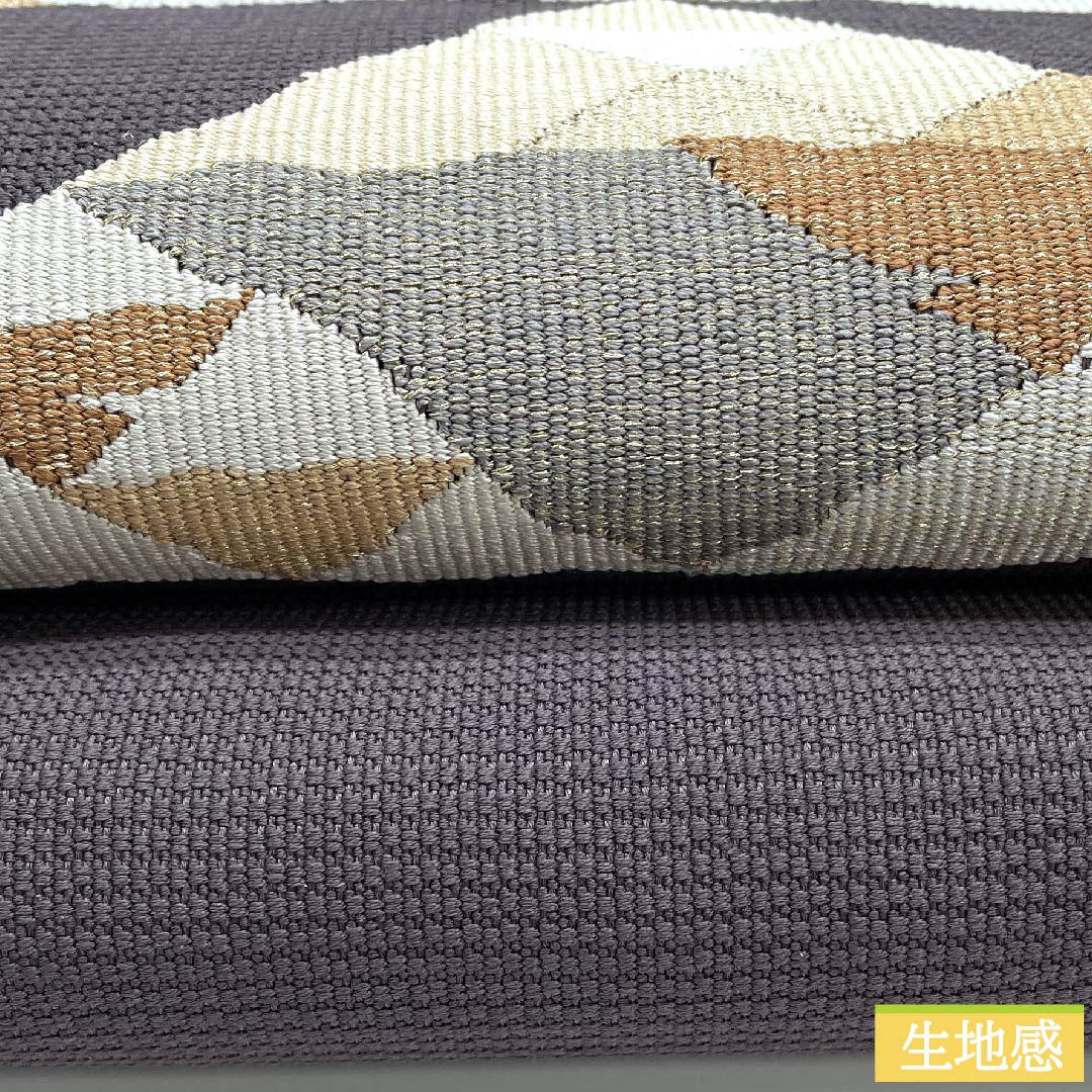 名古屋帯 爪搔き綴れ 井筒屋瀬平 深滅紫色 鱗 帯丈396cm 正絹 Sランク ポイント柄 カジュアル グレー系 1124005822322 松葉仕立て