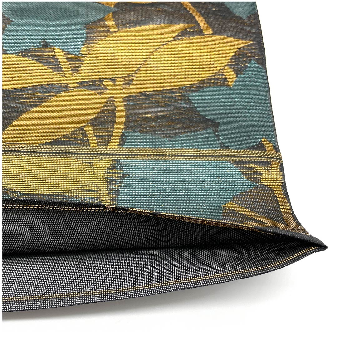 袋帯 黒鼠色(くろねずいろ) 夏帯 花模様 帯丈422cm 正絹 Aランク 全通 フォーマル 黒系 1123007323310