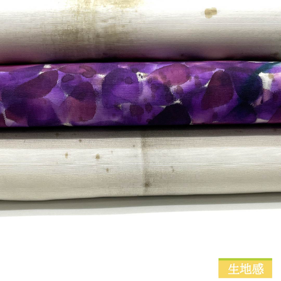 名古屋帯 生成り色(きなりいろ) 染め帯 作家物 あじさい 帯丈345cm 正絹 Aランク ポイント柄 カジュアル クリーム系 1124007003315 名古屋仕立て