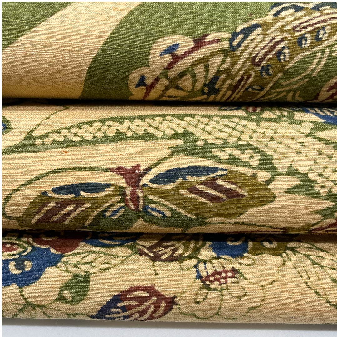 名古屋帯 薄柿色 古典柄 扇面に松竹梅 鳥 蝶 帯丈382cm 正絹 Aランク 全通 カジュアル ベージュ系 1124004613325 名古屋仕立て