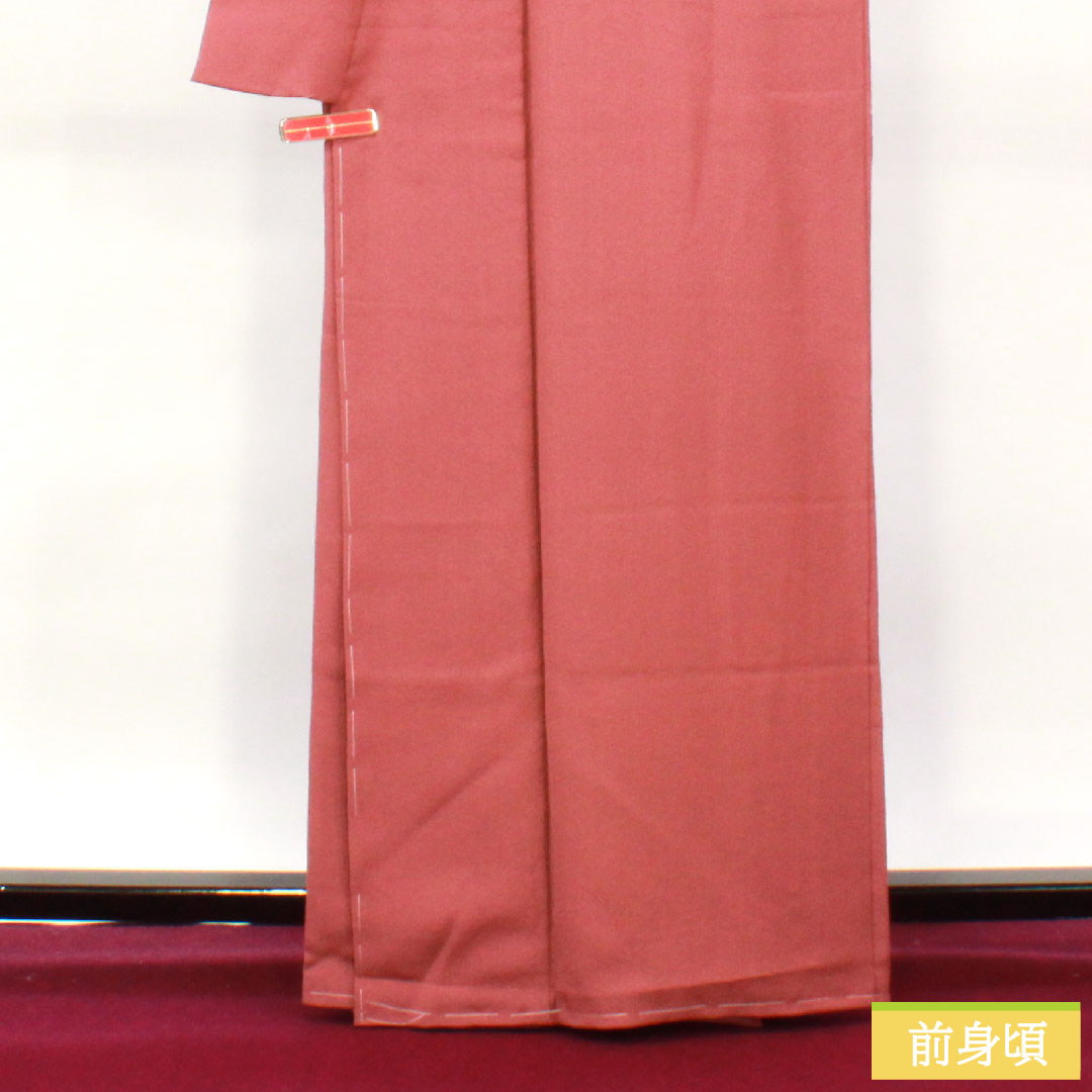 Plain color, pure silk, length 164cm, sleeve length 67.5cm, sappan color, plain color, one crest, chuin katabami, lined, A rank, red, 1114001303412
