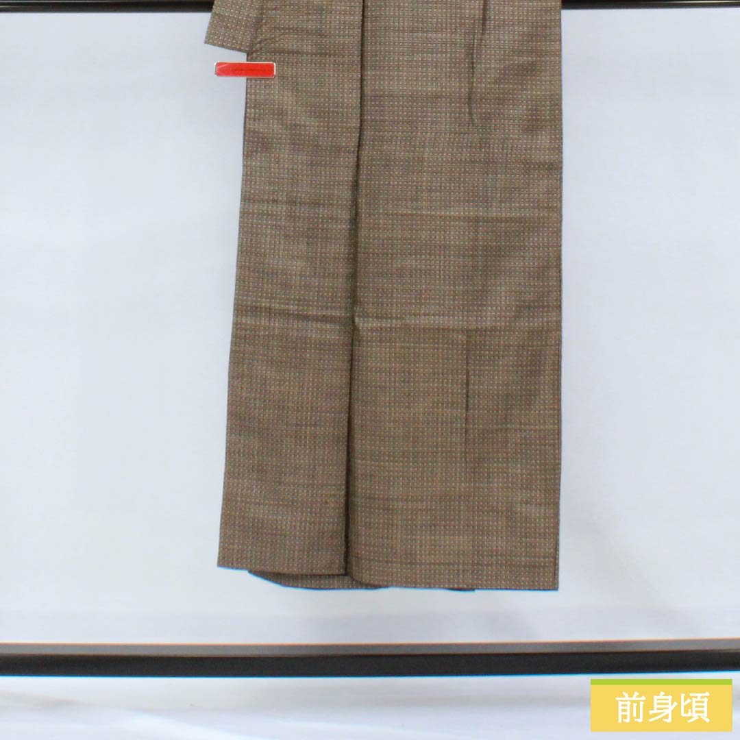男物 正絹 Sランク 身丈143cm 裄丈63.5cm 憲房色(けんぼういろ) 大島紬 袷 茶系 1119001162414