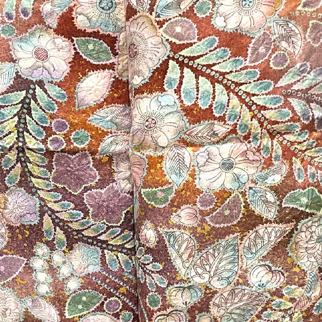 Homongi, lined, length 157cm, sleeve length 62cm, red birch color, Kyo-Yuzen, Tsujigahana, pure silk, S rank, red, 1112002262312