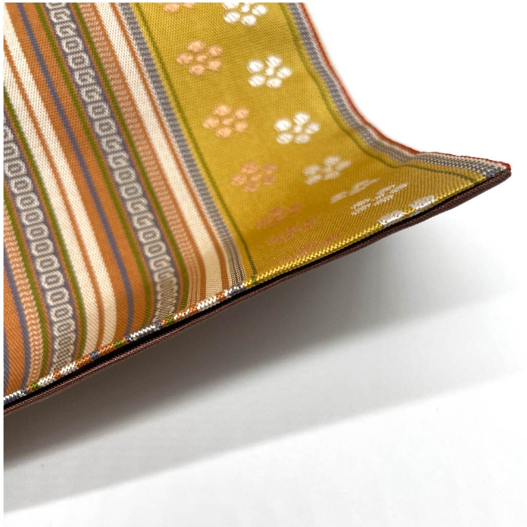 袋帯 縞 花模様 帯丈442cm 正絹 Aランク 全通 カジュアル グラデーション系 1123005973399