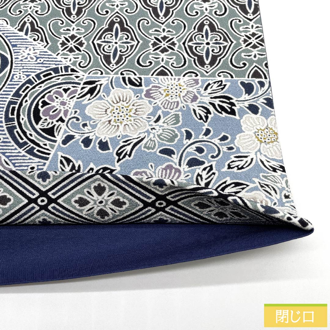 袋帯 薄藍色(うすあいいろ) 切り嵌め風 花柄 帯丈453cm 正絹 Sランク 全通 カジュアル 水色系 1123009632424