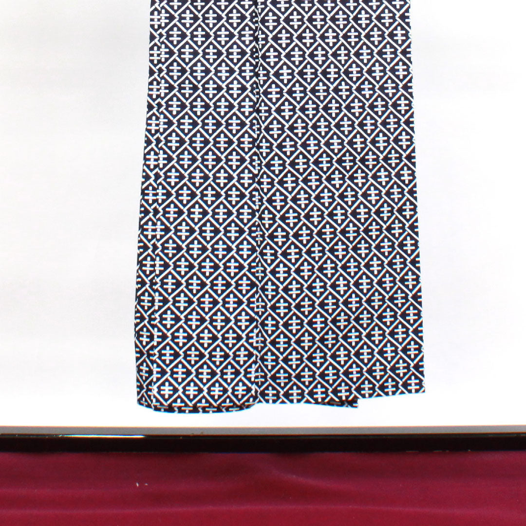 浴衣 男物 幾何学模様 木綿 Bランク 単衣 身丈150cm 裄丈70cm 紺系 1118001614118