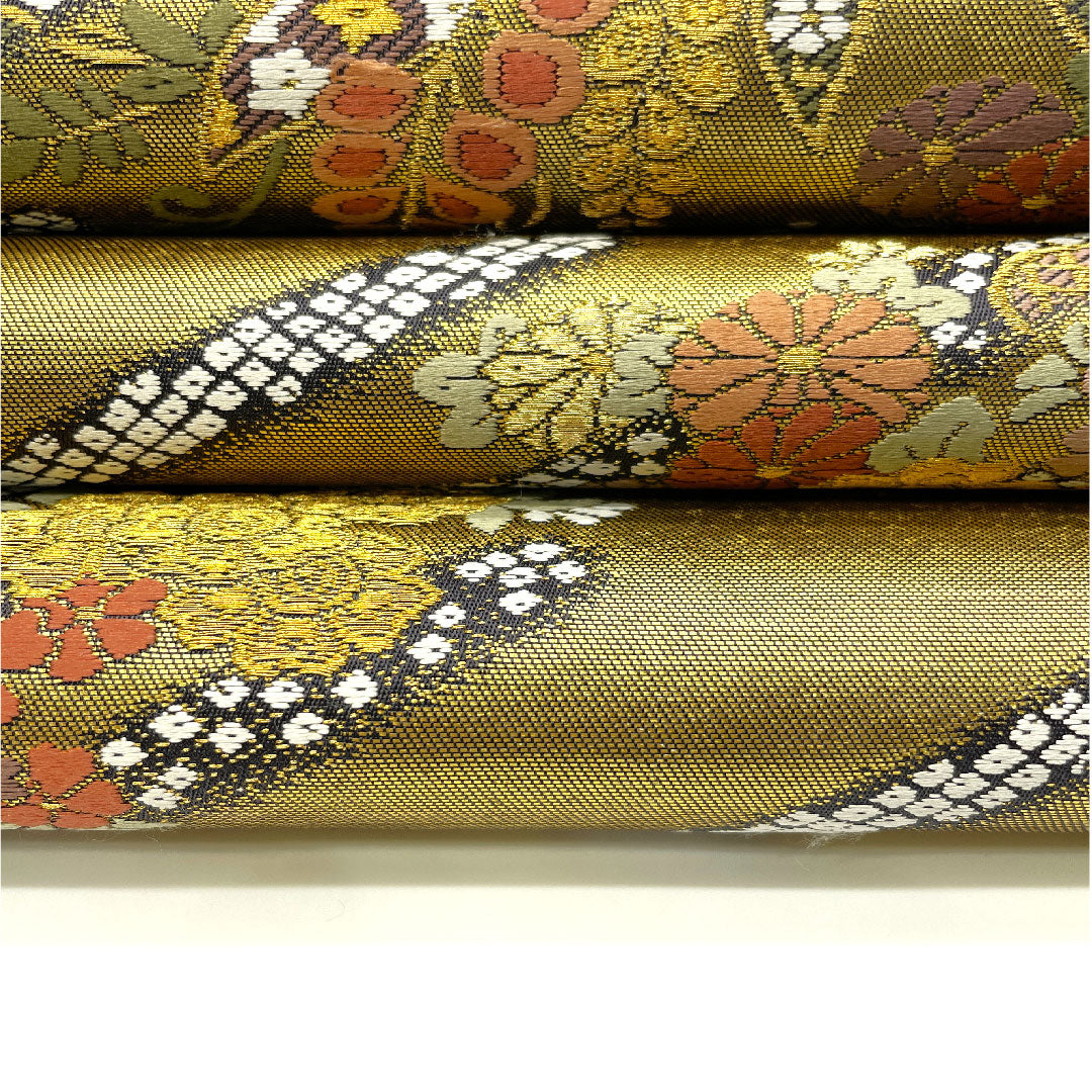 Fukuro Obi Wisteria and Chrysanthemum Length 446cm Pure Silk S Rank Six-way Formal Gold 1123004432321