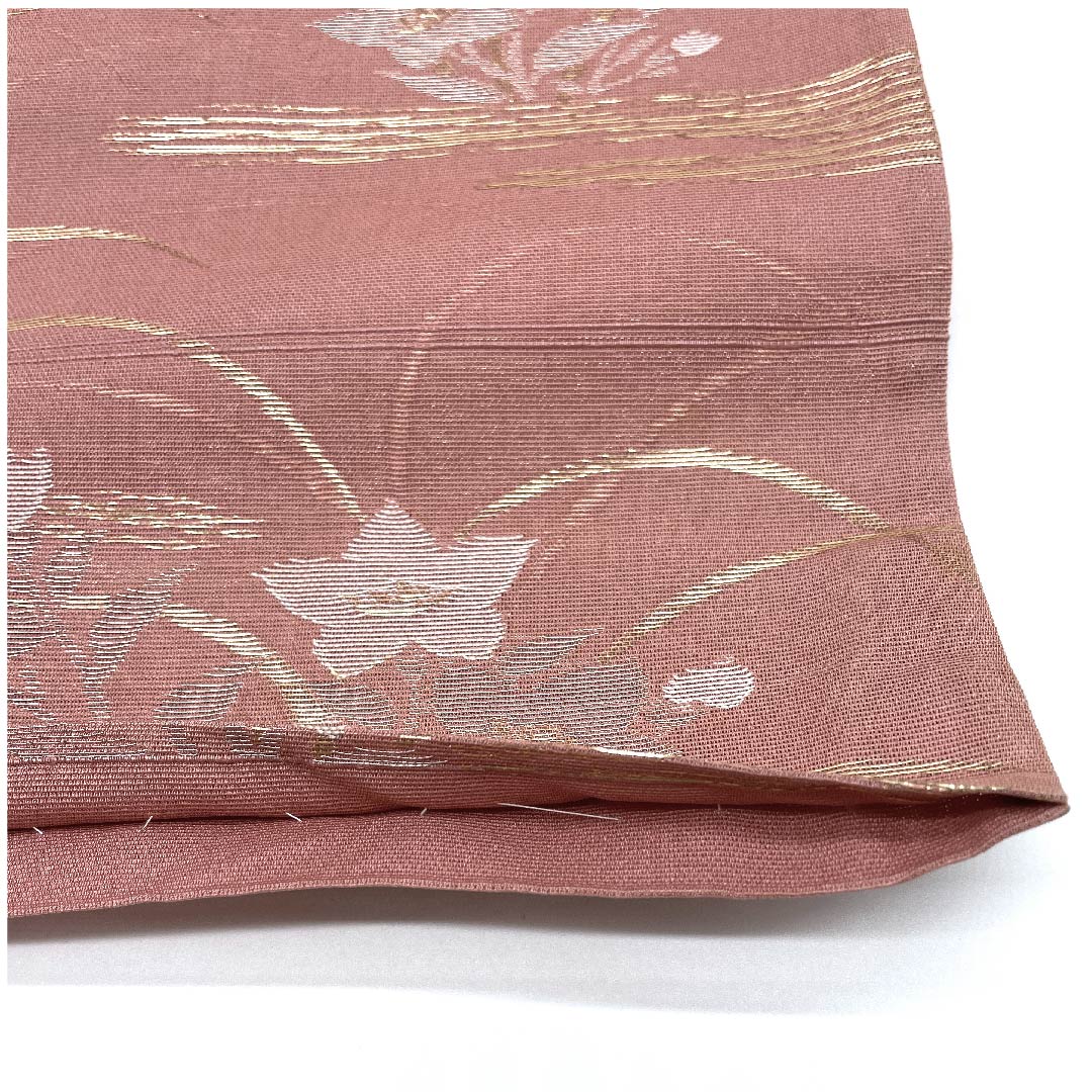 Fukuro Obi (light purple sappan) Summer Obi (belt) with bellflower and dew grass, summer wear, obi length 432cm, pure silk, A rank, six-pass, formal, pink, 1123007663313