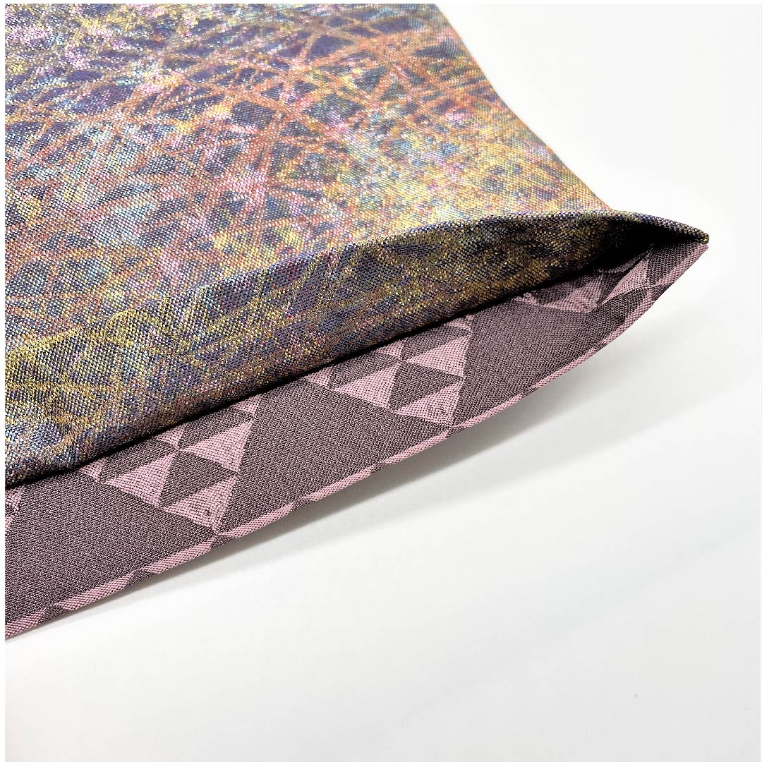 Fukuro Obi (Fukuro obi) in poppy purple, reversible, flowing lines, horizontal stripes, obi length 442cm, pure silk, A rank, full length, semi-formal, gradation style, 1123005483399