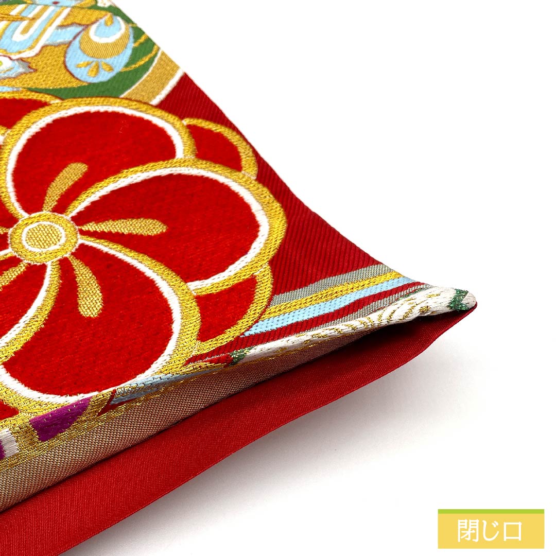 袋帯 正絹 土耳古赤色(とるこあかいろ) 流水 ねじり梅 松竹梅 丸に鶴 帯丈444cm Aランク 六通 フォーマル 赤系 1123011573312
