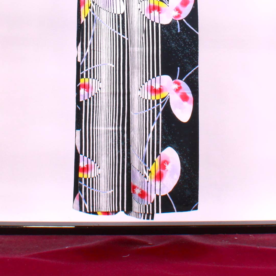 Yukata Black Butterfly Vertical Stripes Stars Cotton S Rank Single Layer Length 148.5cm Sleeve Length 61.5cm Black 1118004322110