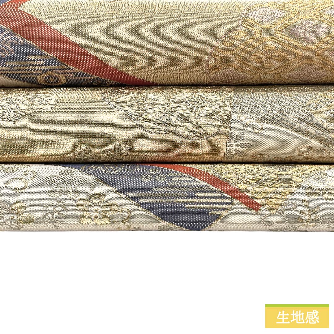 袋帯 正絹 Aランク 金色(きんいろ) 西陣織 留袖用 扇面 古典柄 帯丈432cm 六通 フォーマル グラデーション系 1123018433399