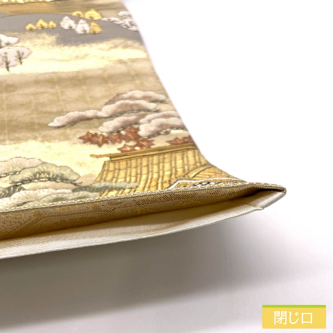 袋帯 正絹 時代人物風景模様 留袖用 本金箔 駒競行幸絵巻 帯丈434cm Aランク 六通 フォーマル 金系 1123014253321