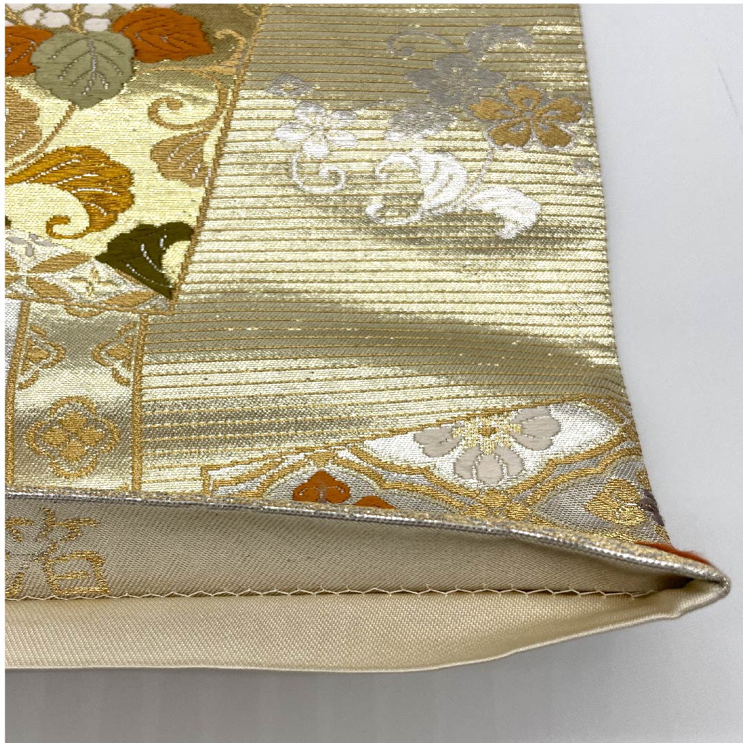 袋帯 灰白色色(かいはくしょくいろ) 全通箔 鳳凰 吉祥文様 帯丈430cm 正絹 Aランク 六通 フォーマル 銀系 1123007513322
