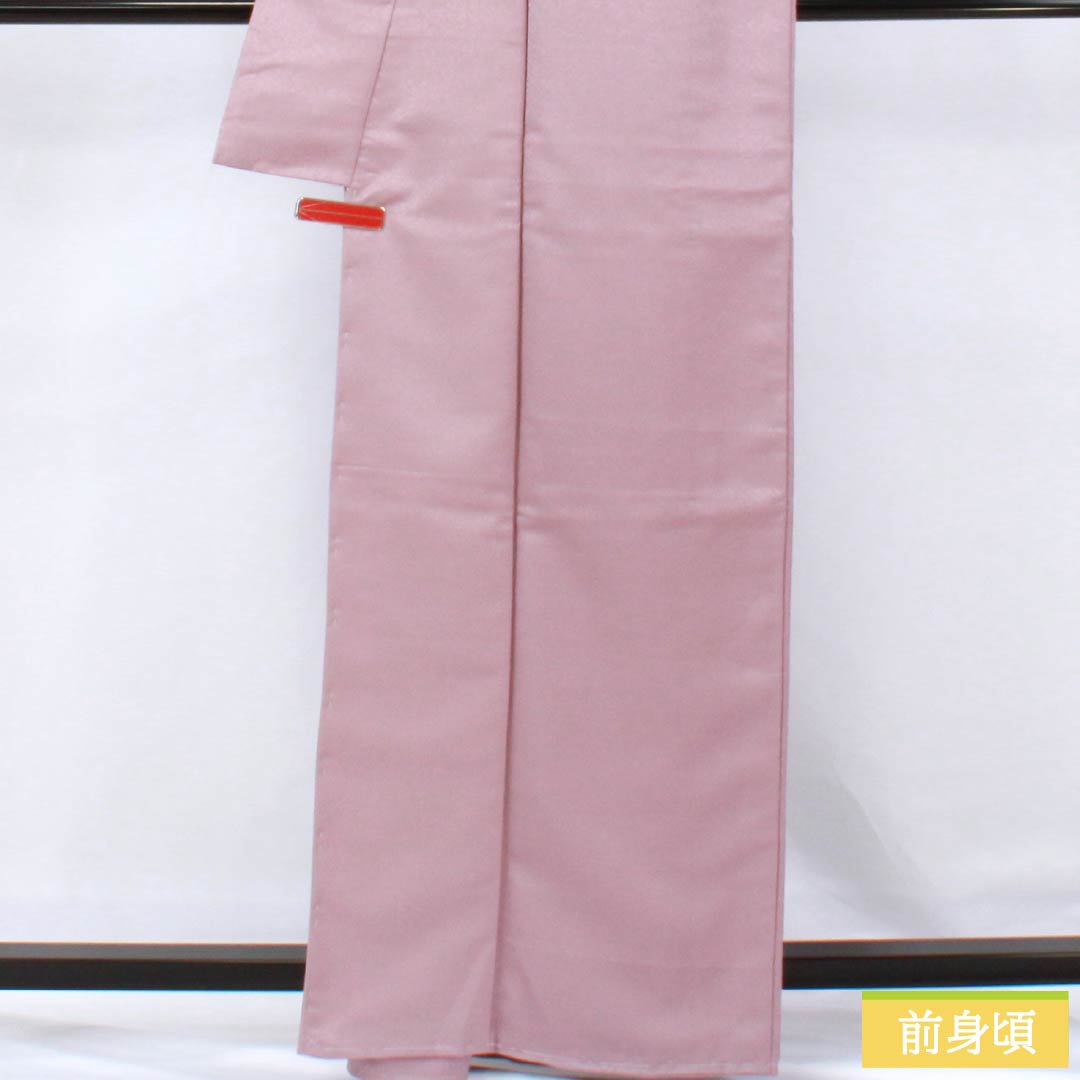 色無地 ポリエステル Sランク 身丈158cm 裄丈65cm 薄紫色(うすむらさきいろ) 綸子 抽象模様 しつけ糸付き 袷 紫系 1114002272320