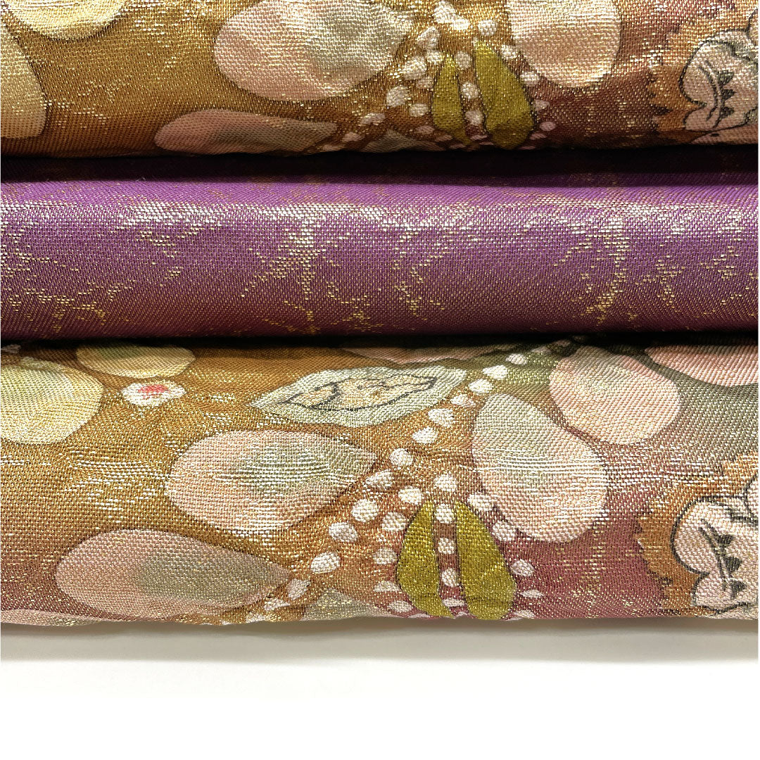 袋帯 辻ヶ花 作家物 ふくれ織 帯丈424cm 正絹 Sランク ポイント柄 フォーマル 紫系 1123004602320