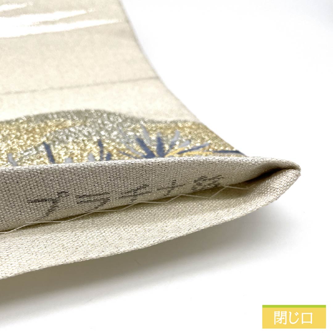 袋帯 正絹 白練色(しろねりいろ) 明綴 松 帯丈438cm Sランク 全通 フォーマル 白系 1123012052311