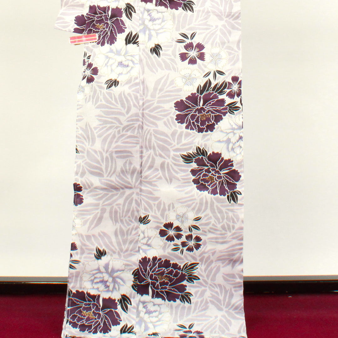 Yukata, Camellia and Pink, Cotton, S Rank, Single Layer, Length 172.5cm, Sleeve Length 68.5cm, Purple, 1118002122620