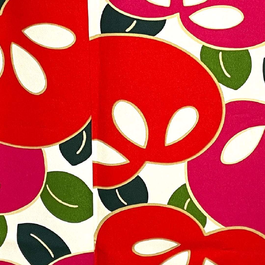 振袖 身丈167.5cm 裄丈67.5cm 袷 洗える着物 橘 ポリ Sランク 白系 1113001432511