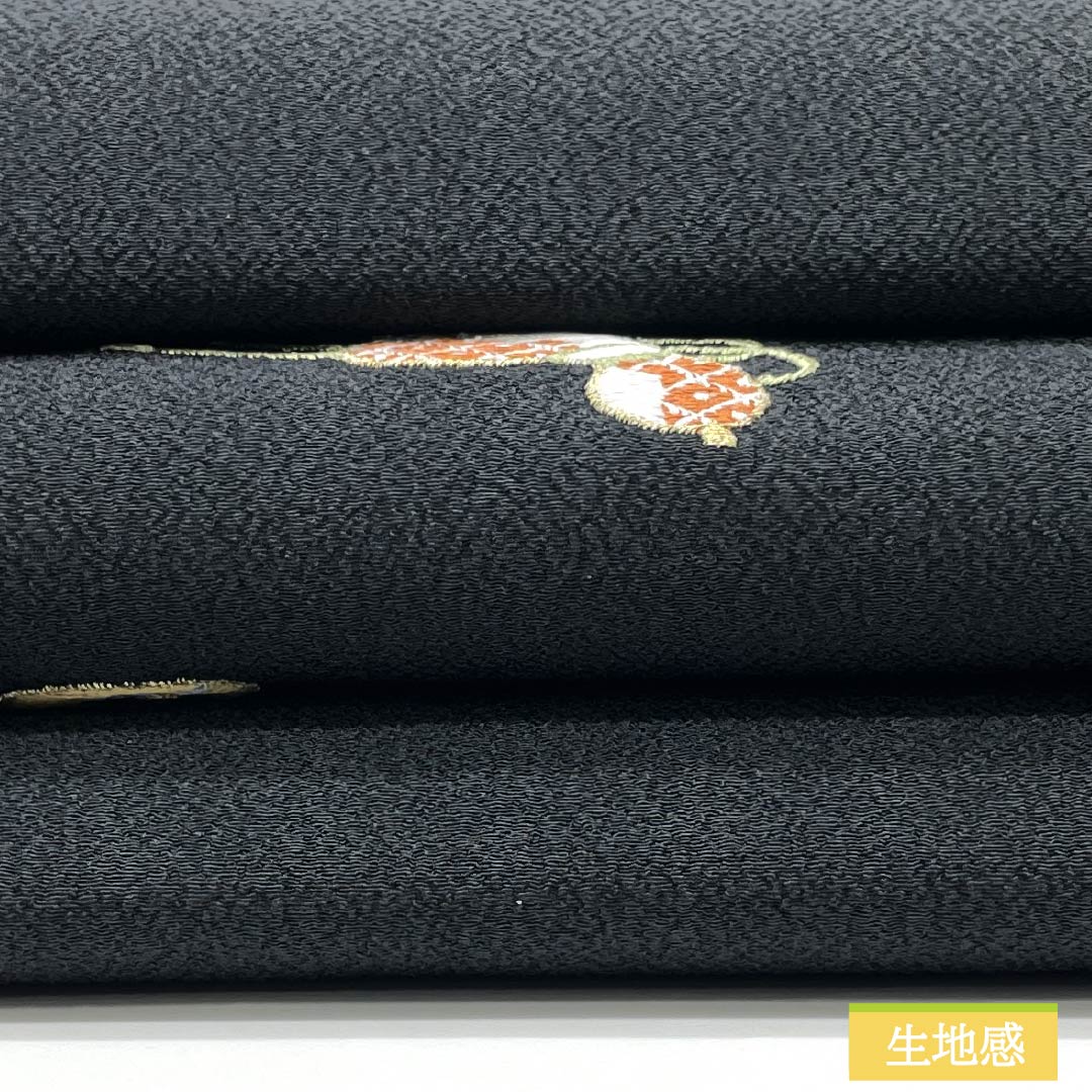 名古屋帯 ポリエステル Sランク 瓢箪 帯丈371cm ポイント柄 セミフォーマル 黒系 1124010822310 名古屋仕立て