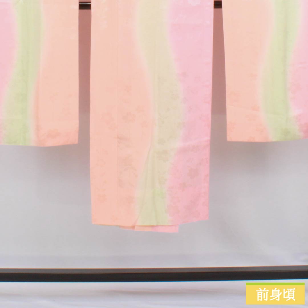 長襦袢 正絹 Sランク 身丈133cm 裄丈66cm 単衣 ボカシ染 桜 半衿付き グラデーション系 1129000732499