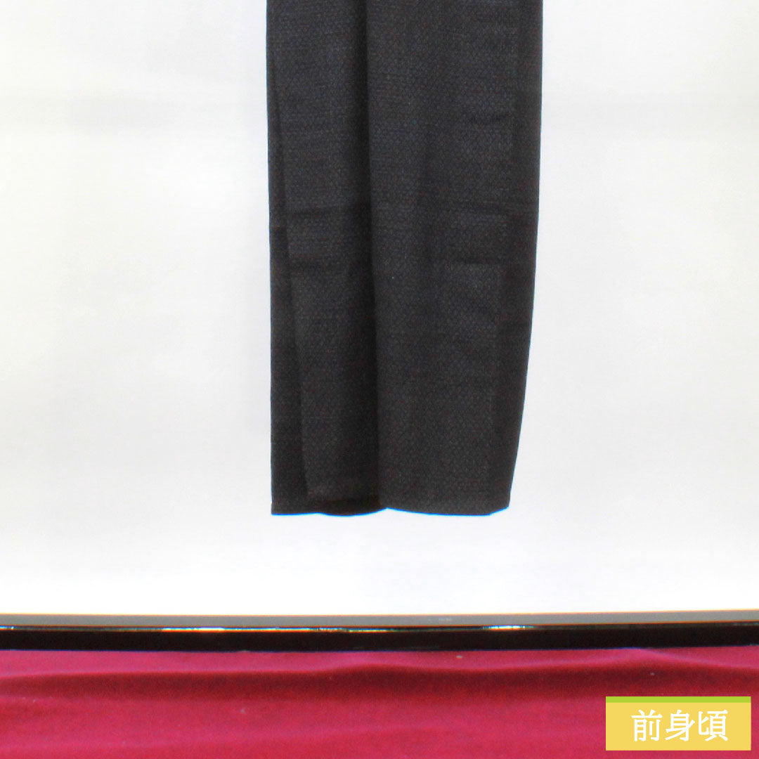 Tsumugi, pure silk, length 141cm, sleeve length 61.5cm, indigo dye, cross-patterned kasuri, S rank, single layer, navy blue, 1116003182118