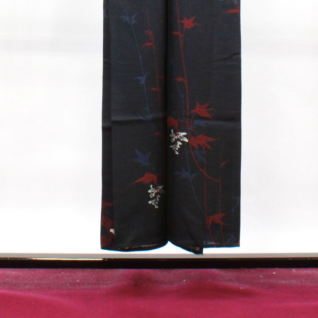 Summer pure silk komon length 149.5cm sleeve length 61cm abstract pattern gauze rank S black 1132001222110