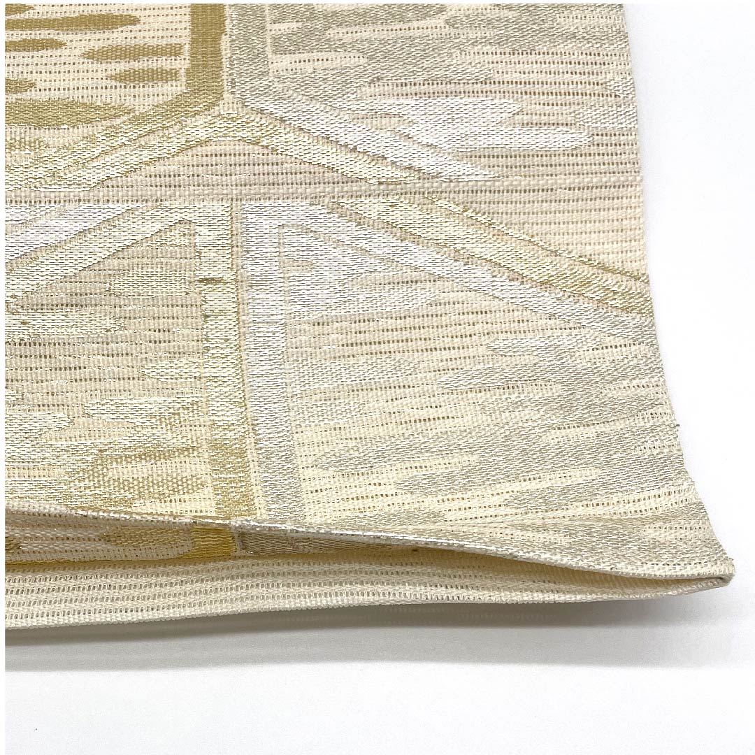 袋帯 生成り色(きなりいろ) 夏帯 華文 亀甲 唐草 帯丈430cm 正絹 Sランク 六通 フォーマル クリーム系 1123007362315