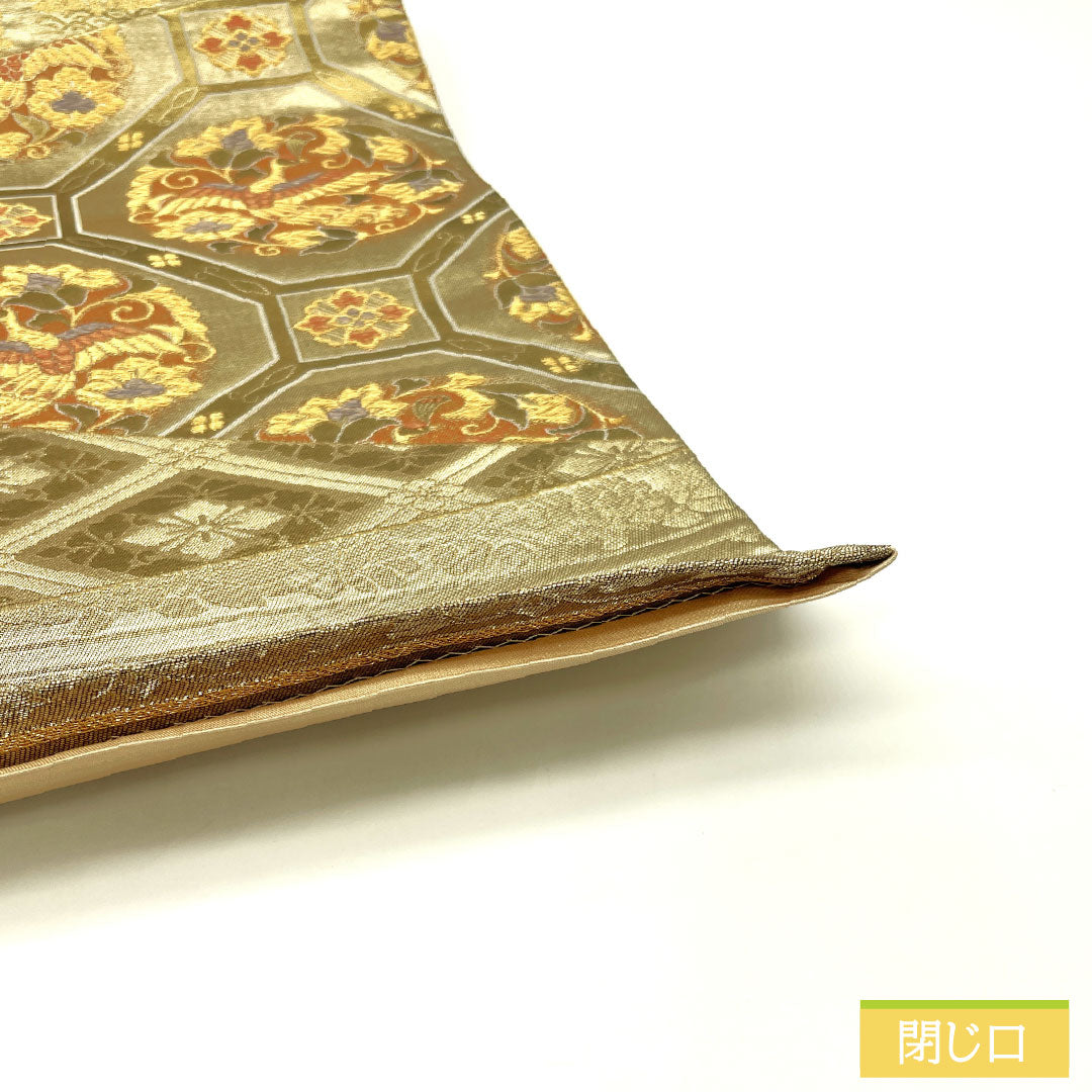 袋帯 正絹 Aランク 西陣織 鳳凰 吉祥文様 帯丈420cm 六通 フォーマル 金系 1123017243321