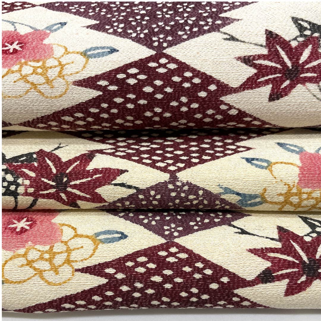Nagoya Obi, Futari Shizukairo, Autumn Leaves, Floral Pattern, Matsukawabishi, Obi Length 320cm, Pure Silk, B Rank, Six-pass, Casual, Purple, 1124004734320, Nagoya Made