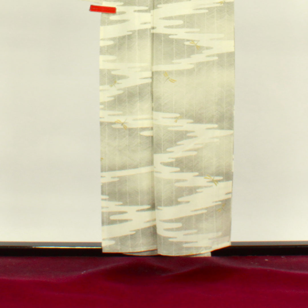 夏物 正絹 小紋 身丈155cm 裄丈62cm 乳白色(にゅうはくしょく) トンボ 道長取り 絽 Sランク クリーム系 1132000602315