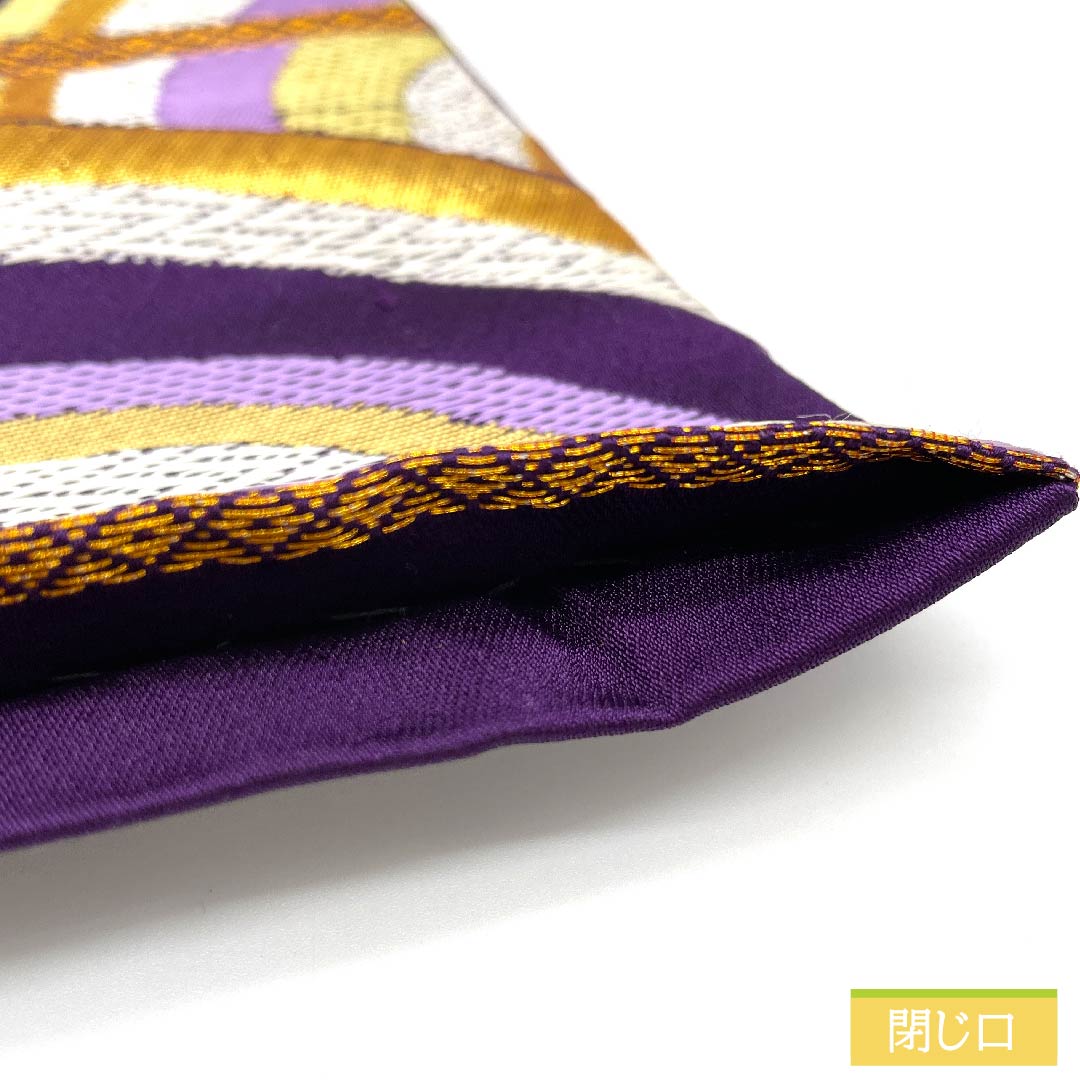 袋帯 正絹 葵色(あおいいろ) 青海波 帯丈412cm Sランク 六通 フォーマル 紫系 1123011922320